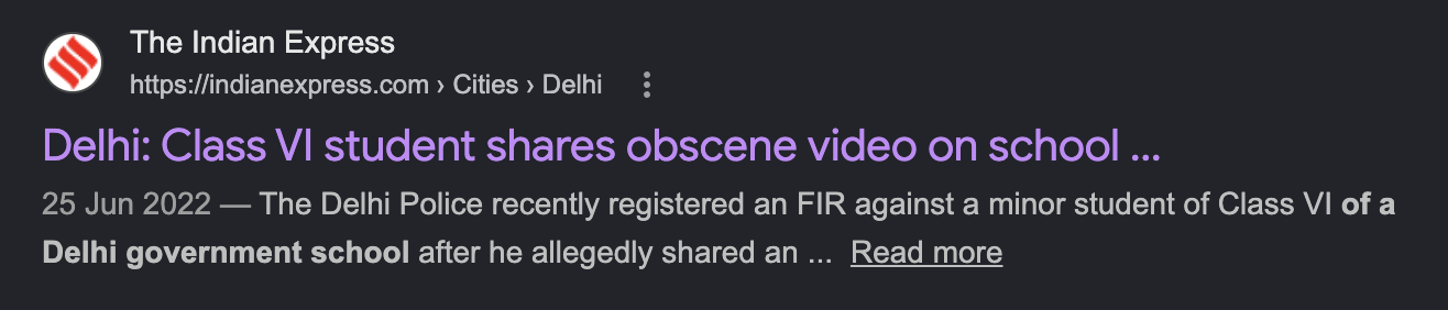 Indian Express: Delhi Class VI student shares obscene video on school WhatsApp group